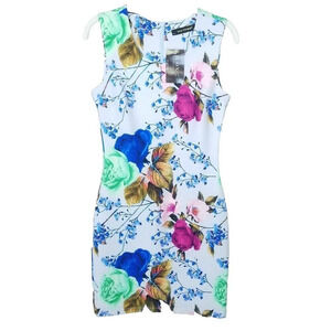 Iconic V&K Studio Floral Bodycon multicolor mini dress Women's size Medium